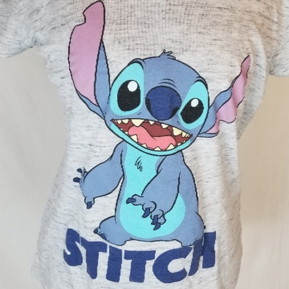 Disney Stitch Grey Cute Graphic Tee Shirt Large - Picture 5 of 7